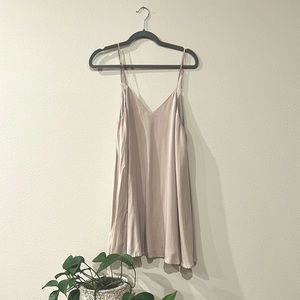 Pinkish nude v-neck spaghetti strap mini dress